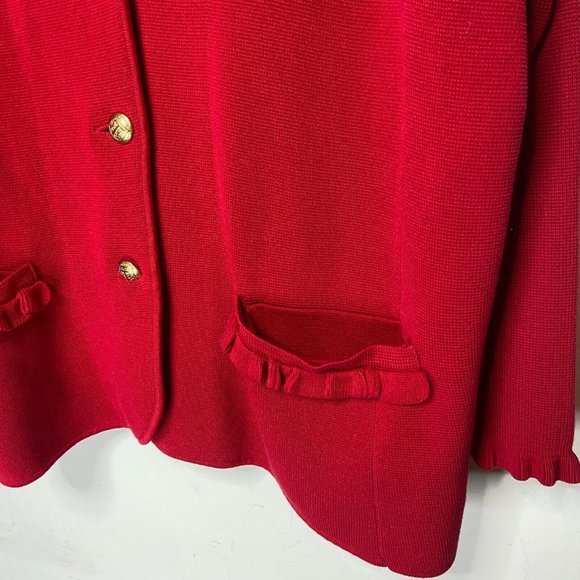 Talbots Red Blazer with Gold Buttons - Picture 3 of 9